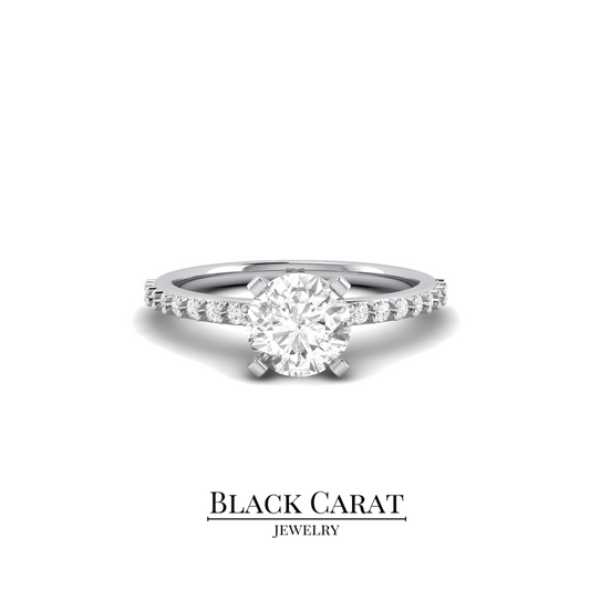 Classic Round Diamond Pavé Engagement Ring