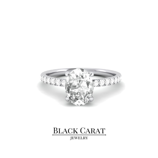 Glimmering Oval Cut Pavé Solitaire