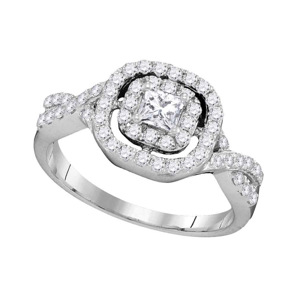 14kt White Gold Womens Princess Diamond Princess Bridal Wedding Engagement Ring 3/4 Cttw