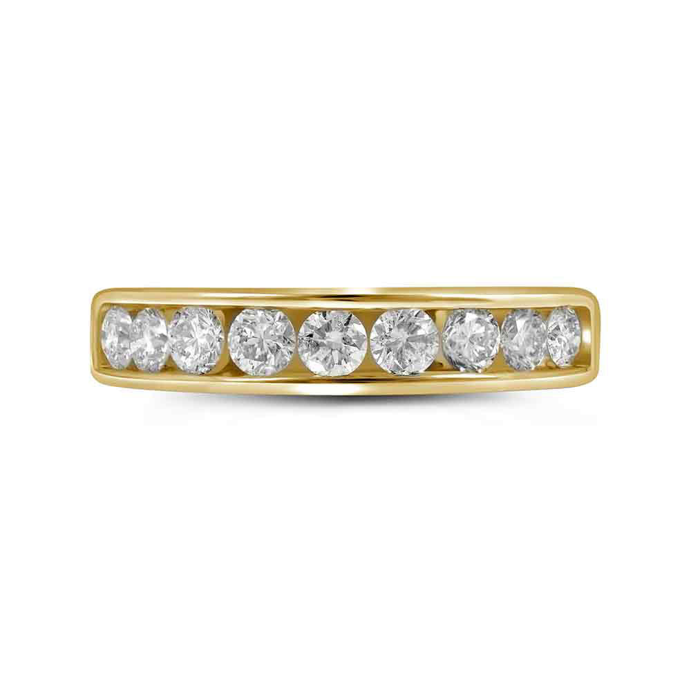 14kt Yellow Gold Womens Round Diamond Wedding Channel Set Band 1.00 Cttw