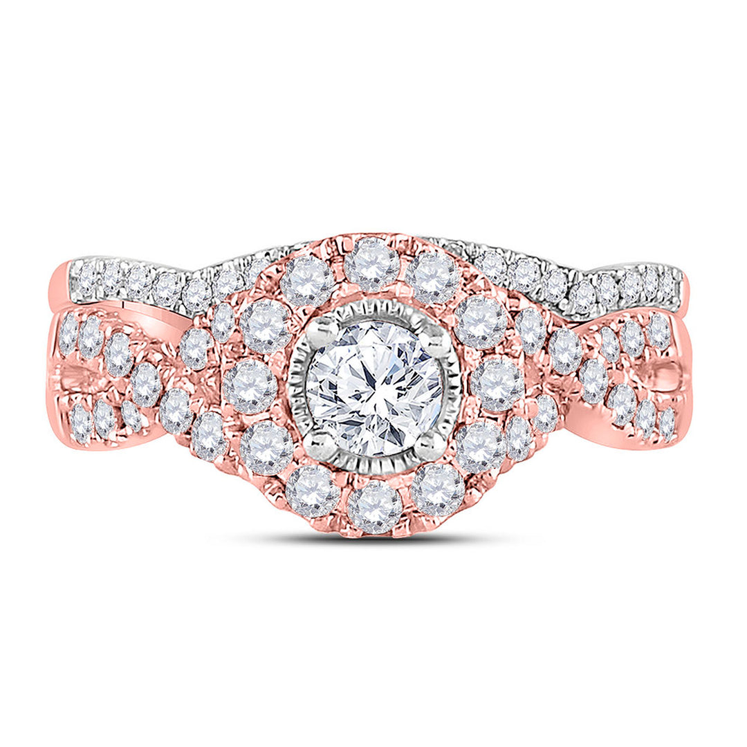 14kt Rose Gold Womens Round Diamond Twist Bridal Wedding Engagement Ring Band Set 1.00 Cttw (Certified)