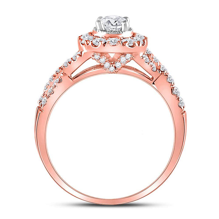 14kt Rose Gold Womens Round Diamond Twist Bridal Wedding Engagement Ring Band Set 1.00 Cttw (Certified)