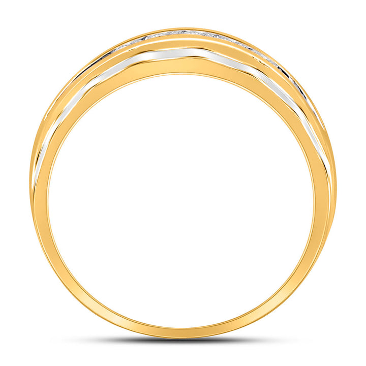 10kt Two-tone Gold Mens Round Diamond Wedding Channel Set Band Ring 1/4 Cttw