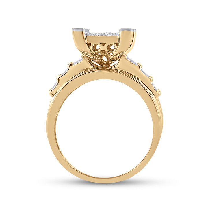 10kt Yellow Gold Womens Round Diamond Cindys Dream Cluster Bridal Wedding Engagement Ring 7/8 Cttw