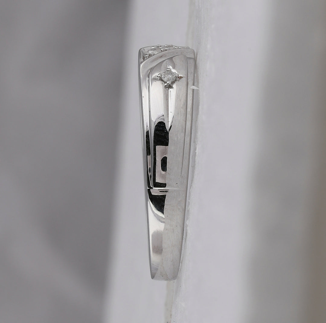 10kt White Gold His & Hers Round Diamond Solitaire Cross Matching Bridal Wedding Ring Band Set 1/6 Cttw