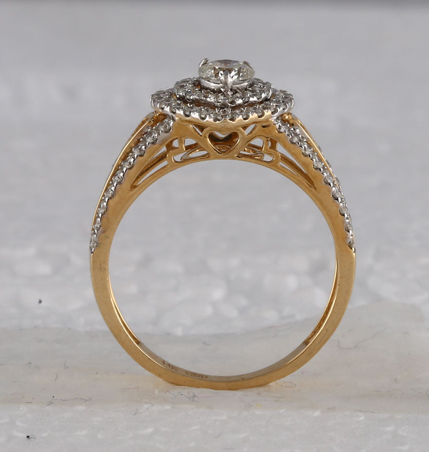 14kt Yellow Gold Womens Round Diamond Bridal Wedding Engagement Ring Band Set 1-1/5 Cttw