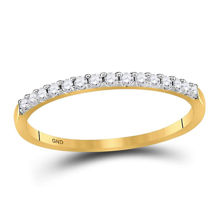14kt Yellow Gold Womens Round Diamond Wedding Band 1/6 Cttw