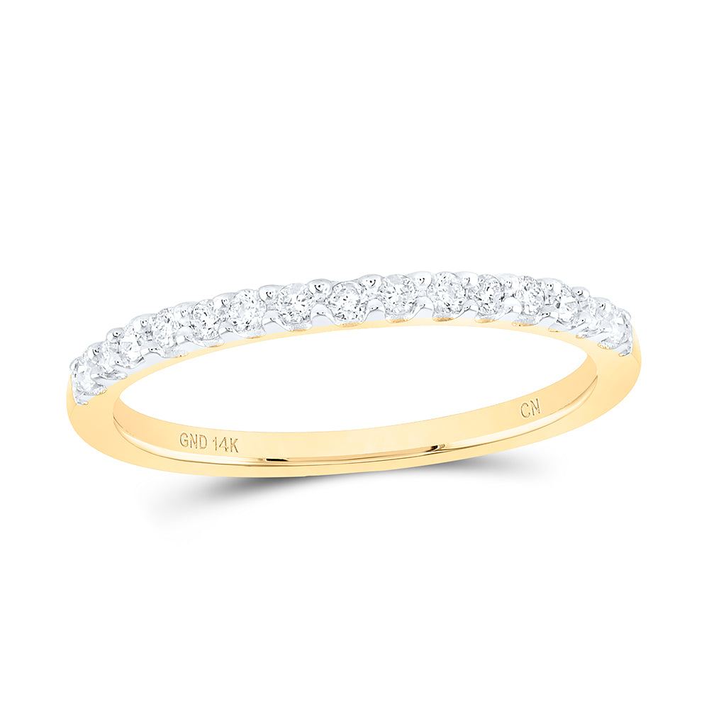 14kt Yellow Gold Womens Round Diamond Wedding Band 1/6 Cttw