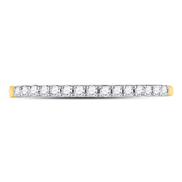 14k Yellow Gold Round Diamond Womens Slender Stackable Size 8 Wedding Band 1/6 Cttw