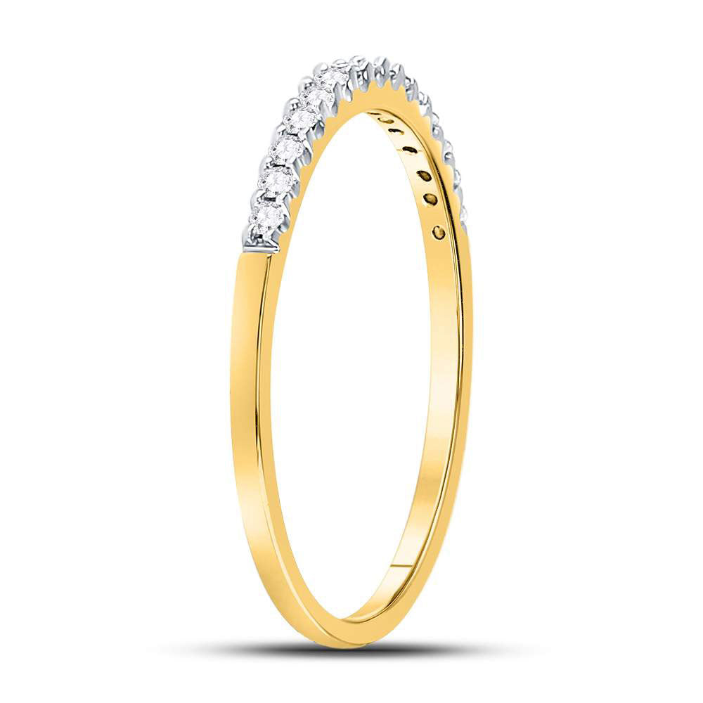 14k Yellow Gold Round Diamond Womens Slender Stackable Size 8 Wedding Band 1/6 Cttw