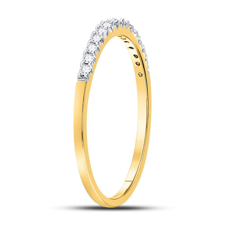 14k Yellow Gold Round Diamond Womens Slender Stackable Size 8 Wedding Band 1/6 Cttw