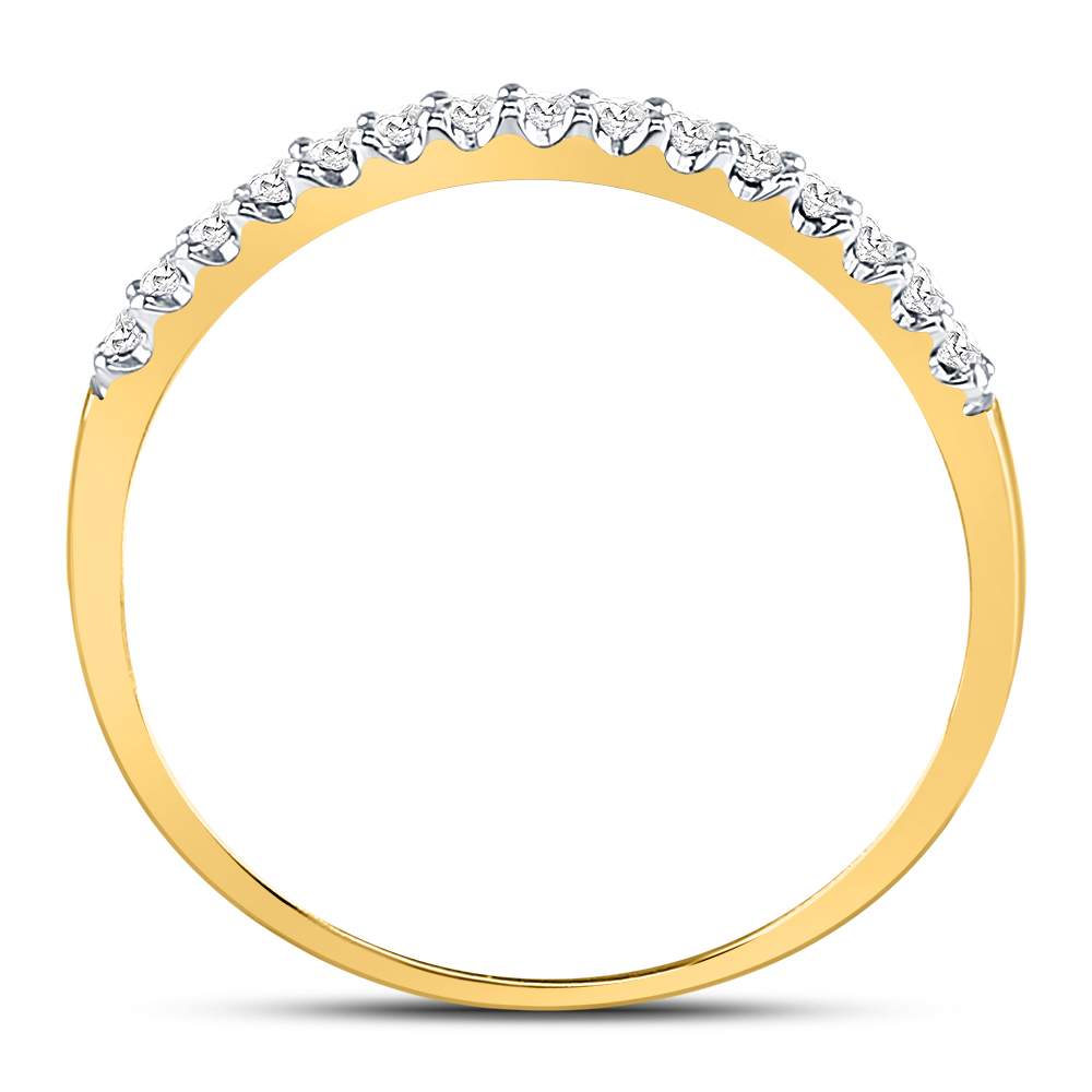 14k Yellow Gold Round Diamond Womens Slender Stackable Size 8 Wedding Band 1/6 Cttw