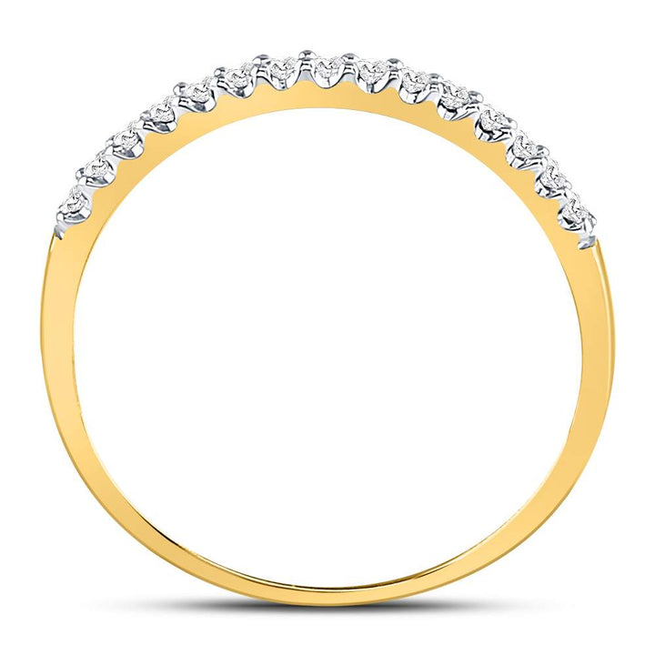 14k Yellow Gold Round Diamond Womens Slender Stackable Size 8 Wedding Band 1/6 Cttw