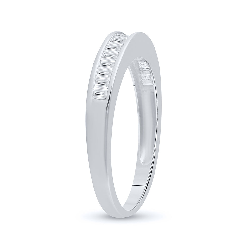 14kt White Gold Womens Baguette Diamond Wedding Band Ring 1/4 Cttw