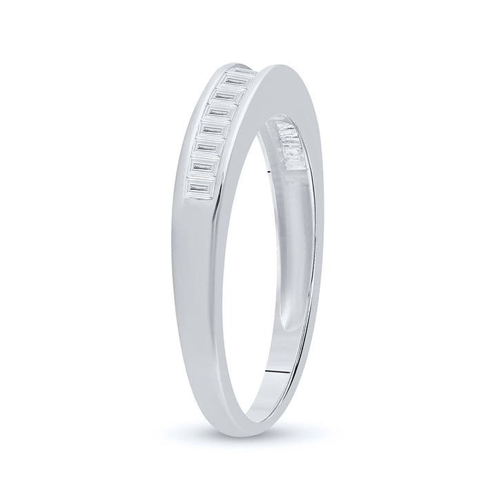 14kt White Gold Womens Baguette Diamond Wedding Band Ring 1/4 Cttw