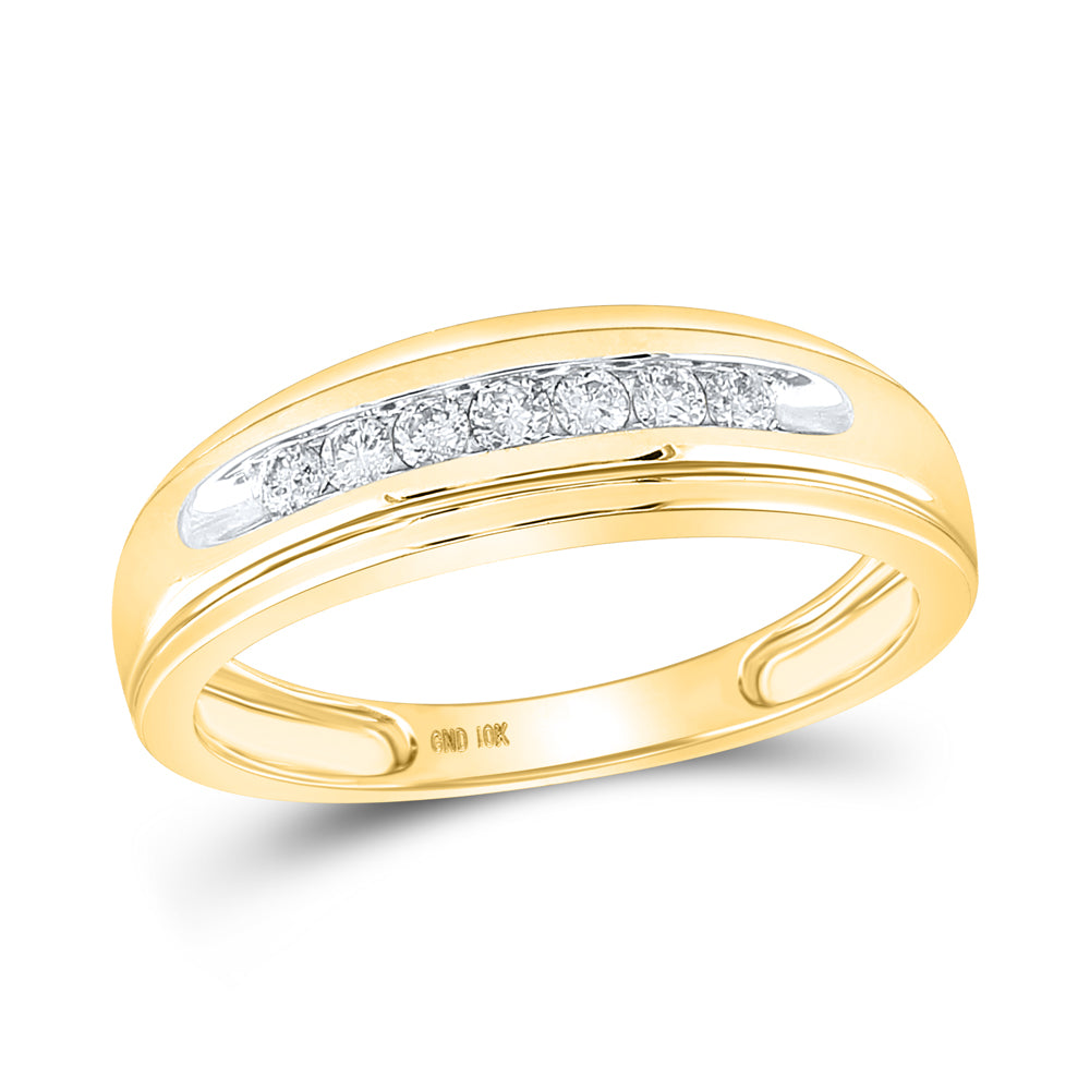 10kt Yellow Gold Mens Round Diamond Wedding Channel Set Band Ring 1/4 Cttw
