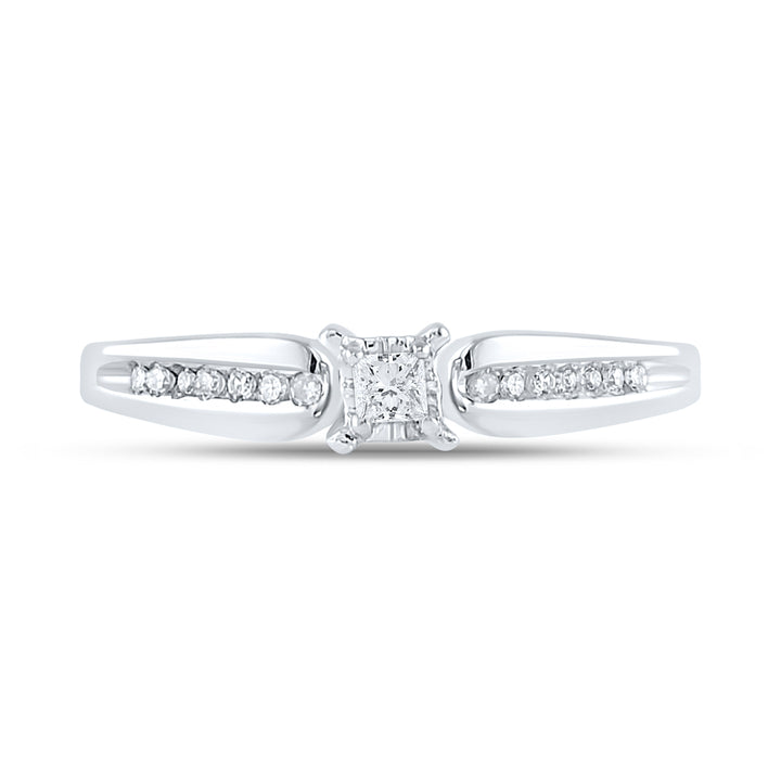 10kt White Gold Womens Princess Diamond Solitaire Promise Bridal Ring 1/6 Cttw