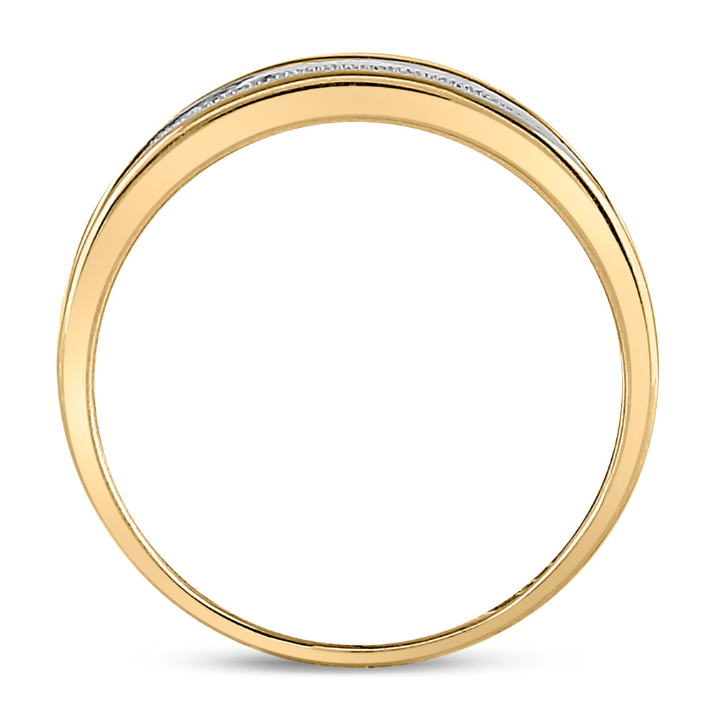 10k Yellow Gold Mens Round Diamond Micropave Wedding Anniversary Band Ring 1/3 Cttw