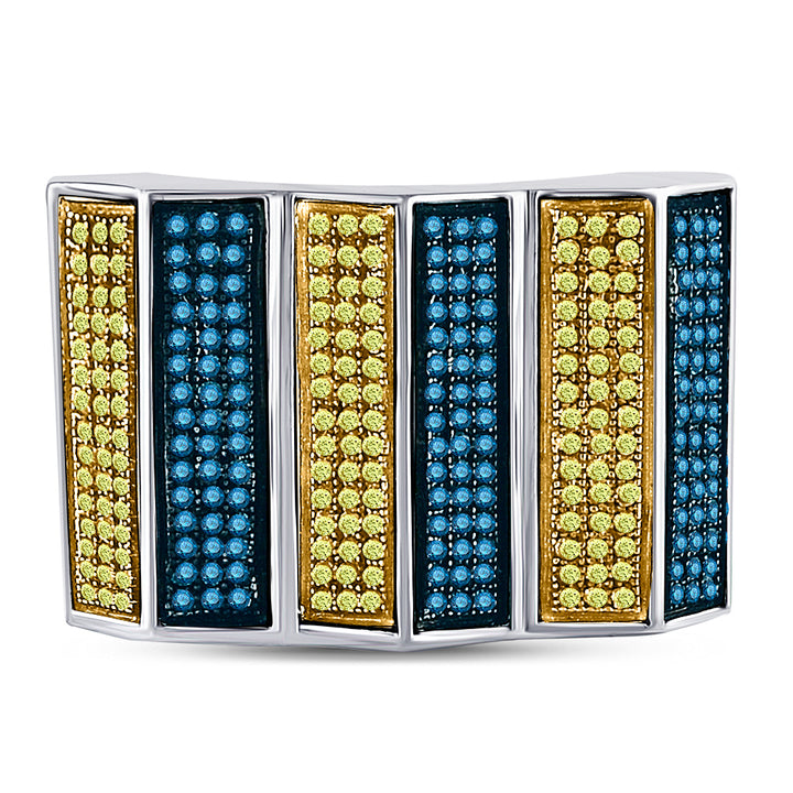 7/8CT-DIA BLUE MICRO-PAVE MENS RING