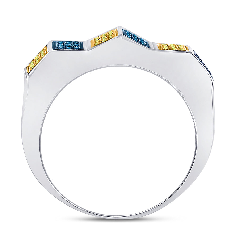 7/8CT-DIA BLUE MICRO-PAVE MENS RING