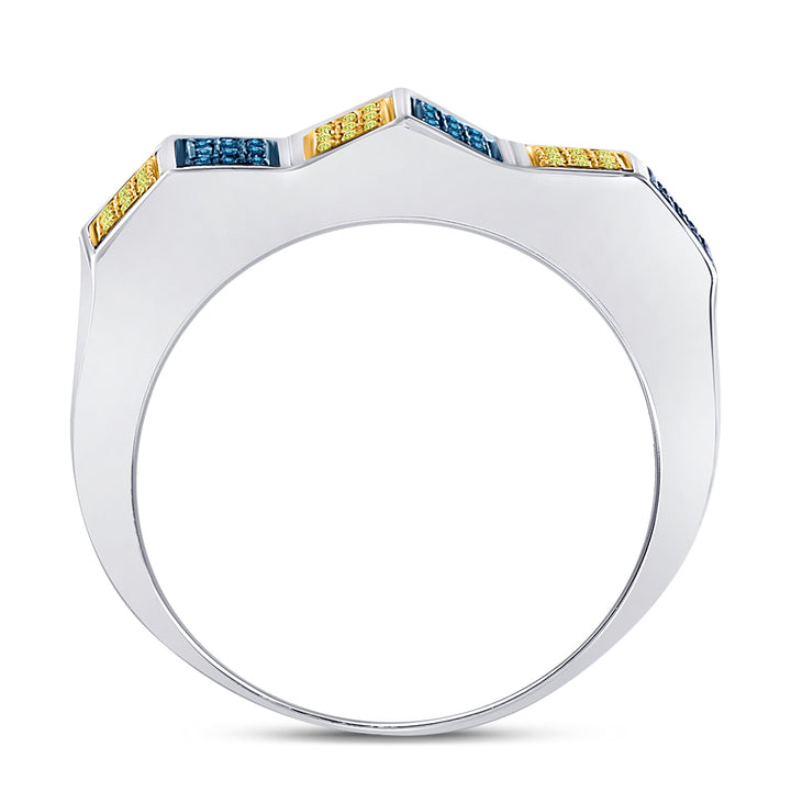 7/8CT-DIA BLUE MICRO-PAVE MENS RING