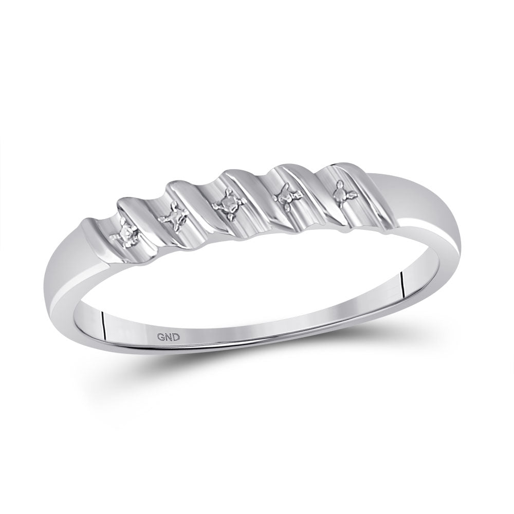 10kt White Gold His & Hers Round Diamond Cluster Matching Bridal Wedding Ring Band Set 1/8 Cttw