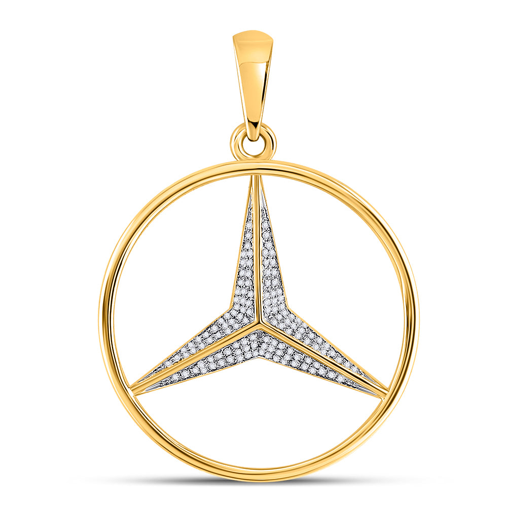 10k Yellow Gold Round Diamond Star Circle Pendant 1/3 Cttw