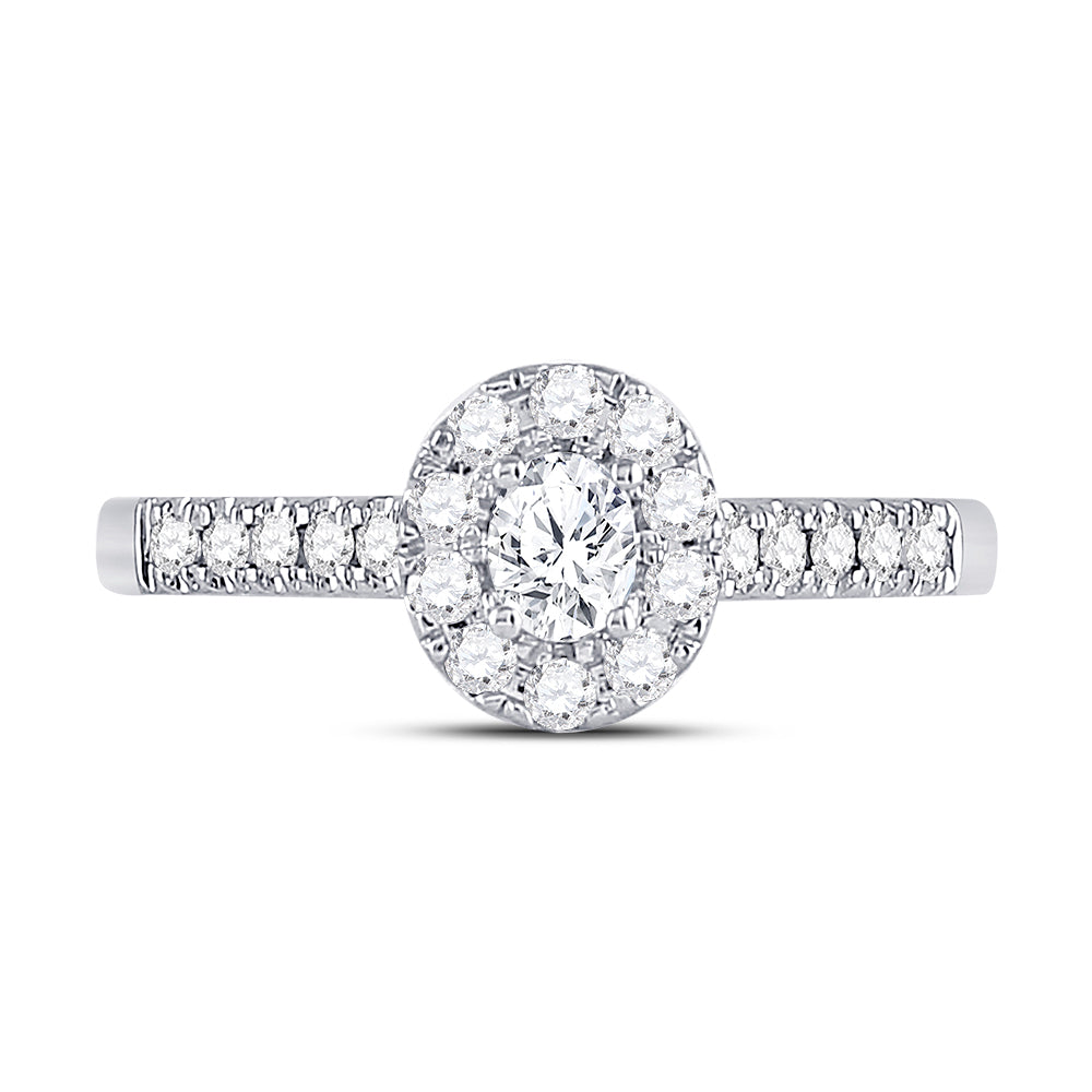 14kt White Gold Womens Oval Diamond Solitaire Bridal Wedding Engagement Ring 1/5 Cttw (Certified)
