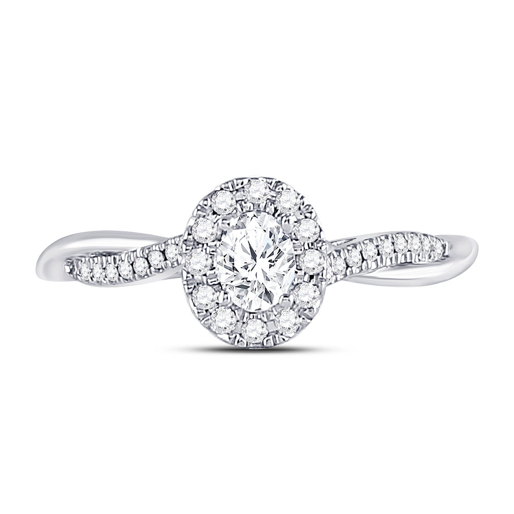 14kt White Gold Womens Oval Diamond Solitaire Bridal Wedding Engagement Ring 1/3 Cttw (Certified)
