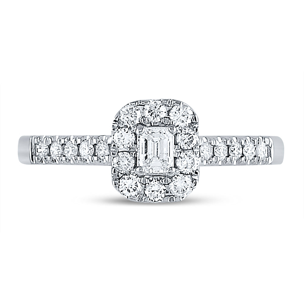 14kt White Gold Womens Emerald Diamond Solitaire Bridal Wedding Engagement Ring 1/2 Cttw (Certified)