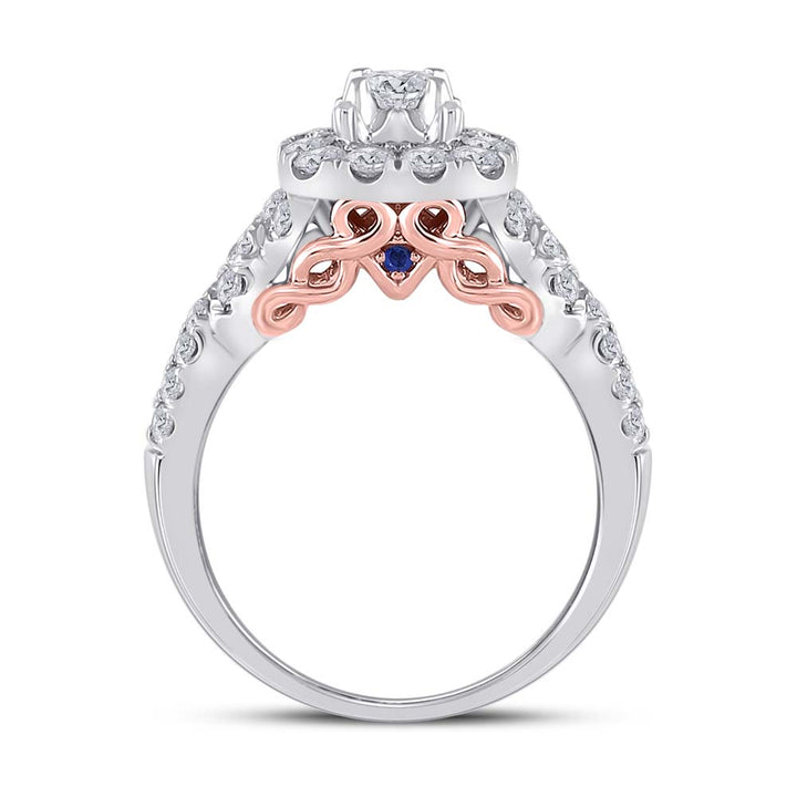 14kt Two-tone Gold Womens Round Diamond Bridal Wedding Engagement Ring Band Set 1-1/2 Cttw (Certified)