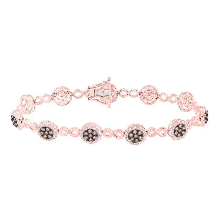 10kt Rose Gold Womens Round Diamond Infinity Link Bracelet 2-1/5 Cttw