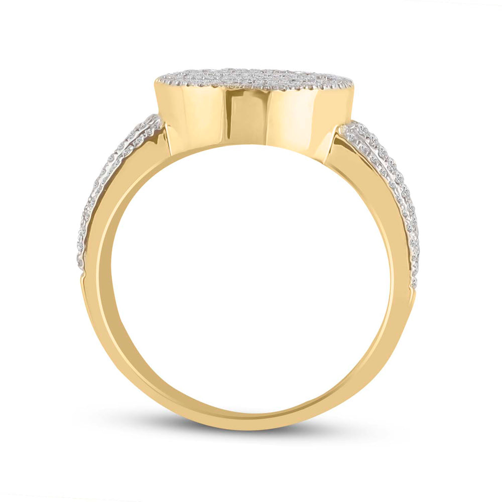 10kt Yellow Gold Mens Baguette Diamond Oval Cluster Ring 1.00 Cttw