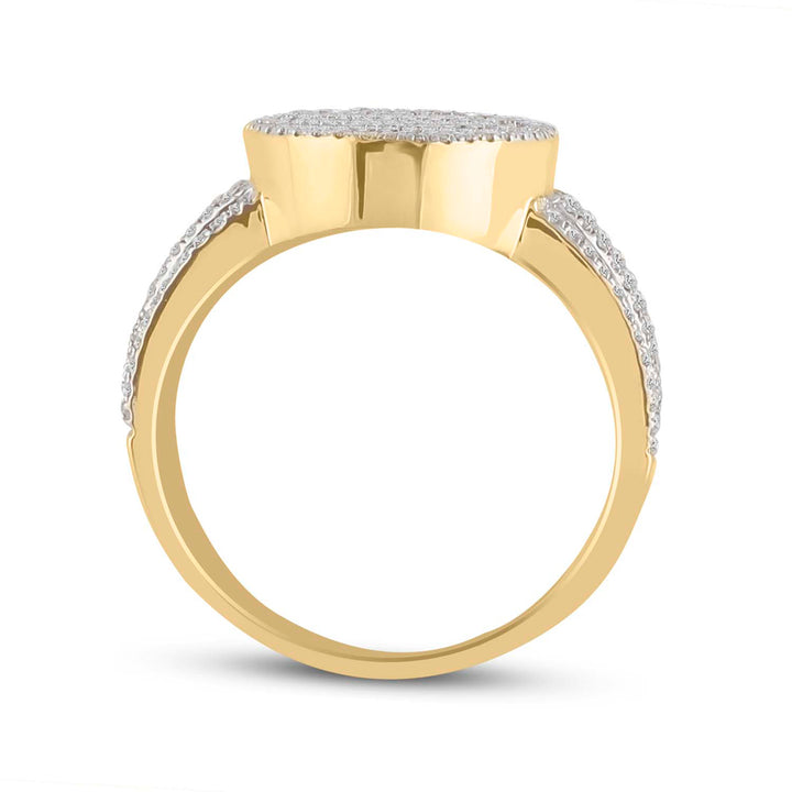 10kt Yellow Gold Mens Baguette Diamond Oval Cluster Ring 1.00 Cttw