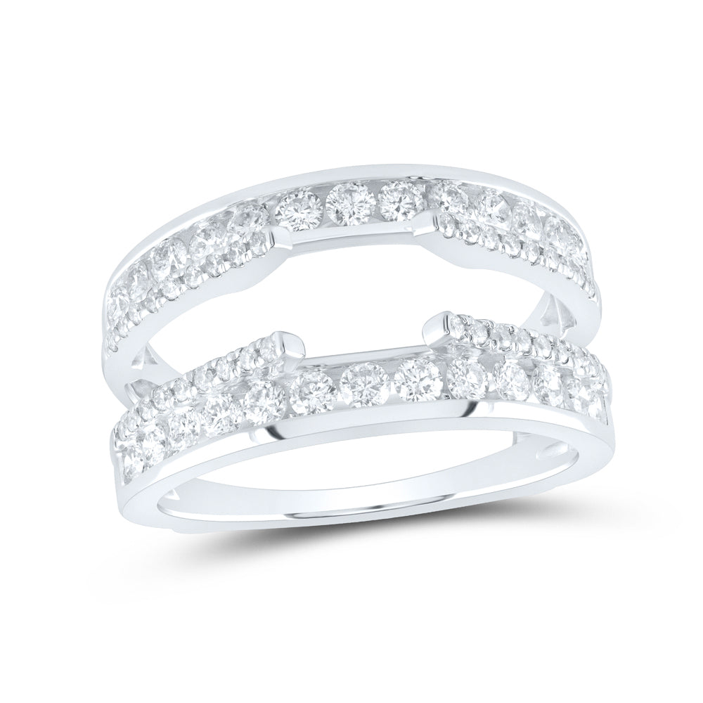 14kt White Gold Womens Round Diamond Wrap Ring Guard Enhancer 1.00 Cttw