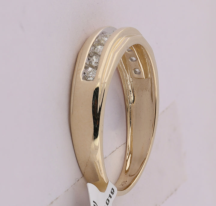 10kt Yellow Gold Mens Round Diamond Wedding Channel-Set Band Ring 1/5 Cttw
