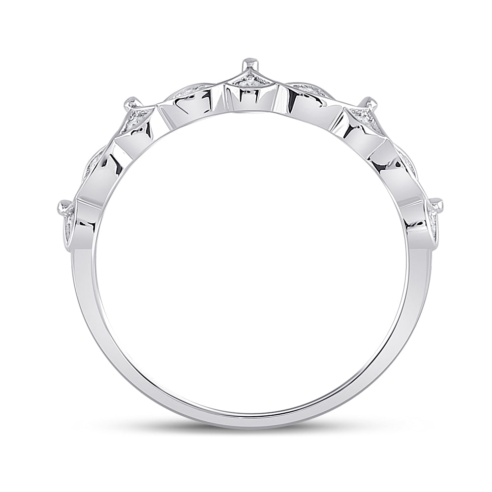 10kt White Gold Womens Round Diamond Crown Stackable Band Ring 1/5 Cttw