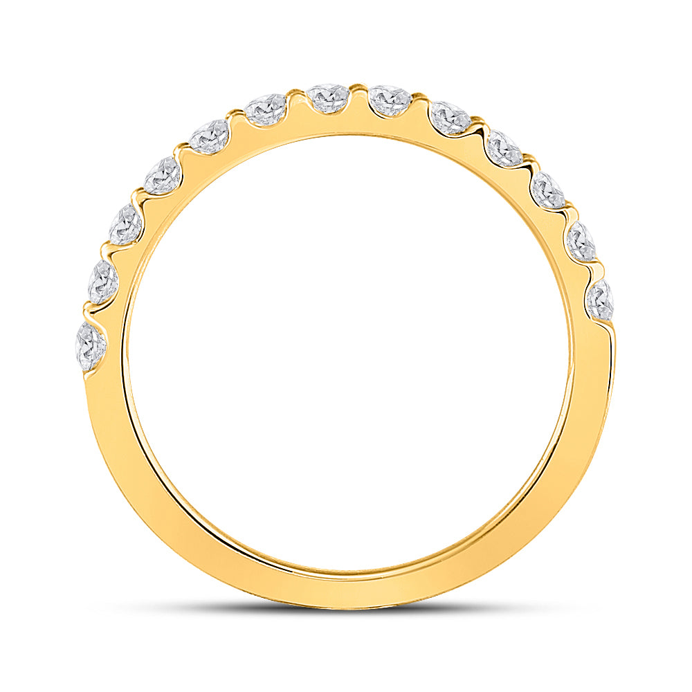 14kt Yellow Gold Womens Round Diamond Wedding Single Row Band 1/2 Cttw
