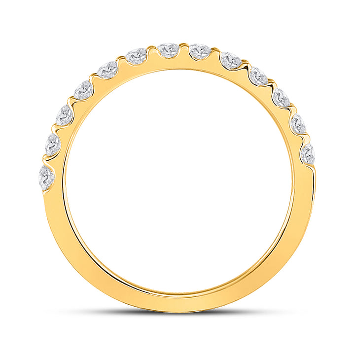 14kt Yellow Gold Womens Round Diamond Wedding Single Row Band 1/2 Cttw