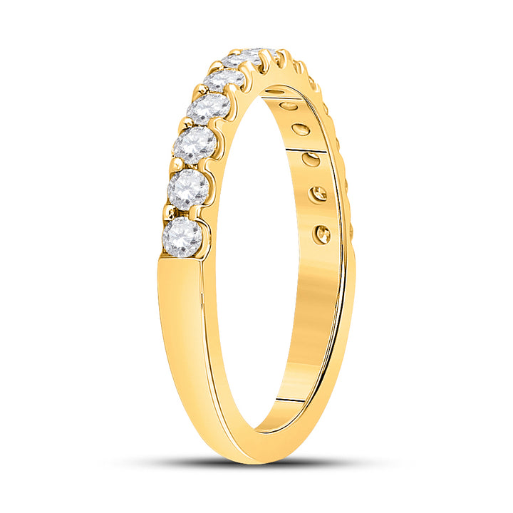 14kt Yellow Gold Womens Round Diamond Wedding Single Row Band 1/2 Cttw