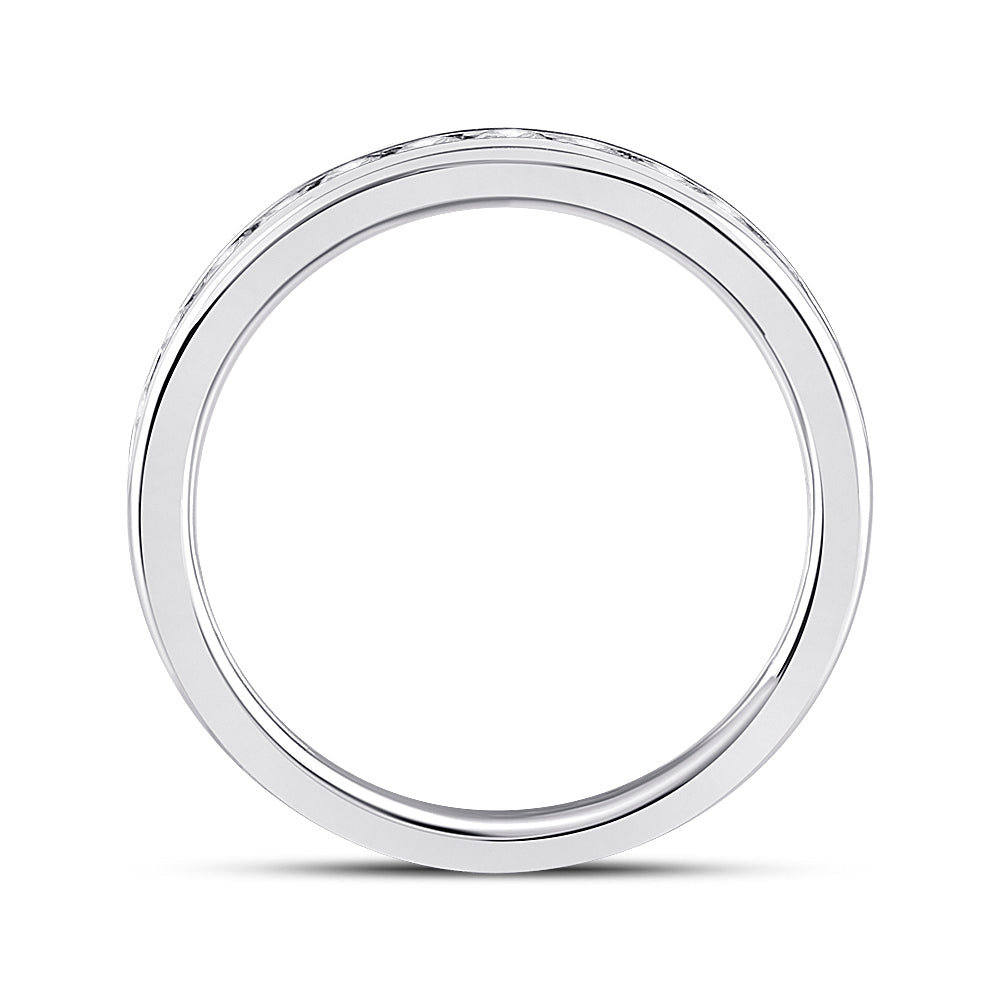 14kt White Gold Womens Round Diamond Channel Set Eternity Ring 1.00 Cttw