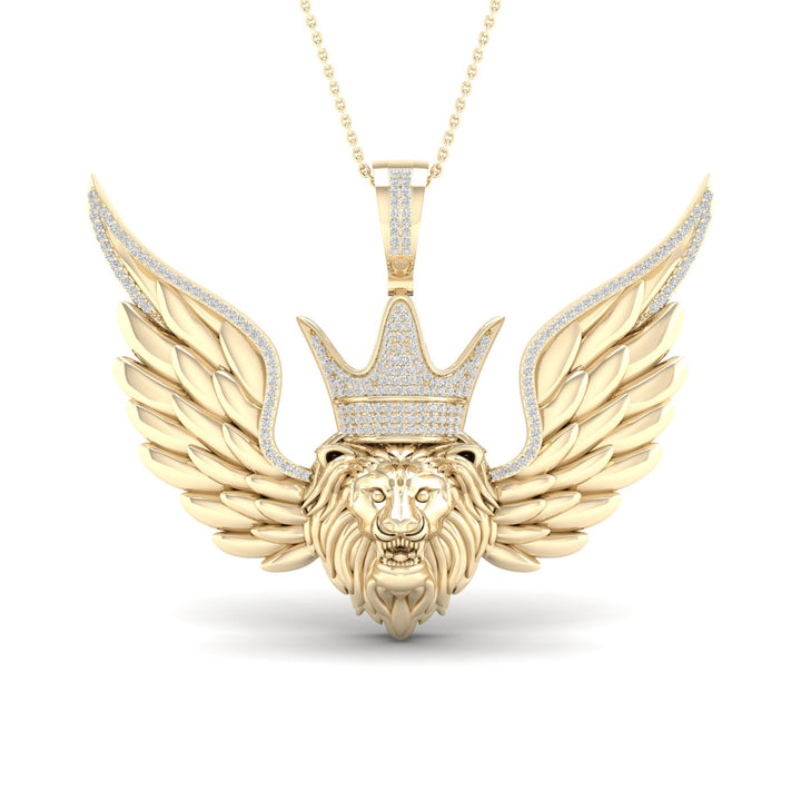 1/2CTW-DIA P1P2 LION FACE MENS CHARM