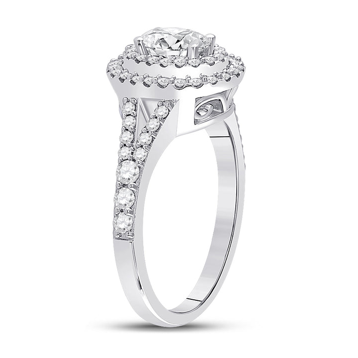 14kt White Gold Womens Oval Diamond Halo Bridal Wedding Engagement Ring 1.00 Cttw (Certified)