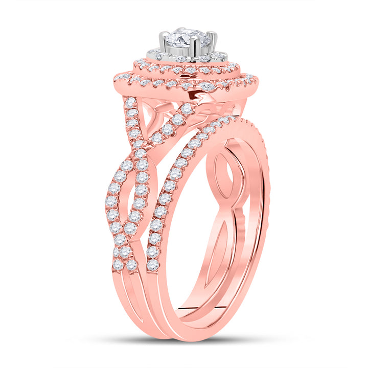 14kt Two-tone Gold Womens Round Diamond Bridal Wedding Engagement Ring Band Set 1-1/3 Cttw (Certified)