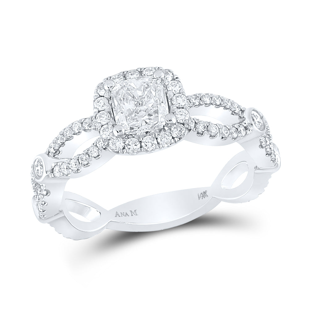 1 1/3CTW-DIA ANA M 3/4CT-CCUSHION ENGAGEMENT SINGLE HALO