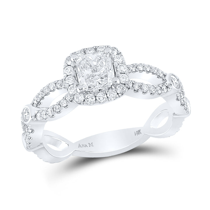 1 1/3CTW-DIA ANA M 3/4CT-CCUSHION ENGAGEMENT SINGLE HALO
