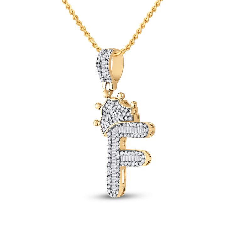 5/8CT-DIA P1P2 CROWN INITIAL "F" MENS PENDANT