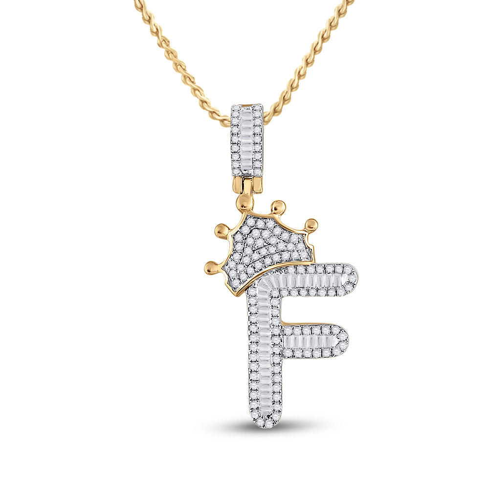 5/8CT-DIA P1P2 CROWN INITIAL "F" MENS PENDANT