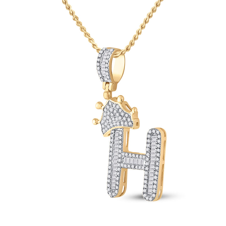 5/8CT-DIA P1P2 CROWN INITIAL "H" MENS PENDANT