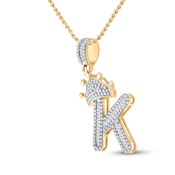 5/8CT-DIA P1P2 CROWN INITIAL "K" MENS PENDANT